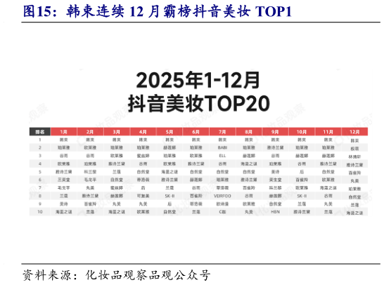 我想了解一下韩束连续 12 月霸榜抖音美妆 TOP1