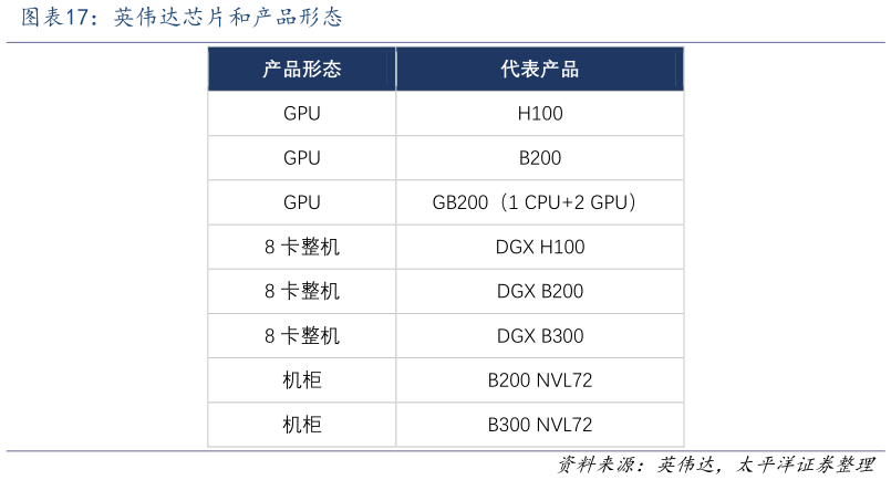 请问一下英伟达芯片和产品形态
