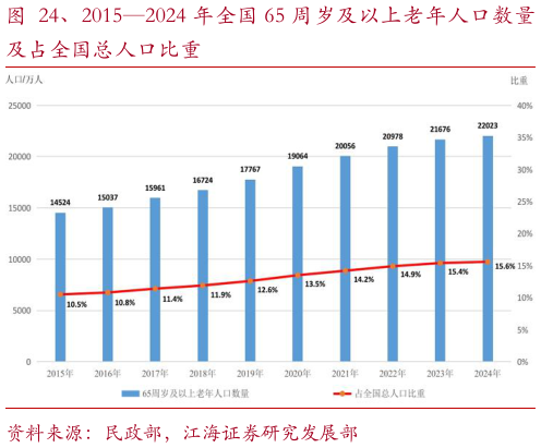 怎样理解、20152024 年全国 65 周岁及以上老年人口数量