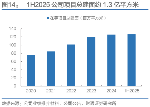 想关注一下1H2025 公司项目总建面约 1.3 亿平方米?