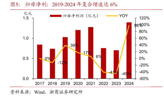 我想了解一下归母净利：2019-2024 年复合增速达 6%