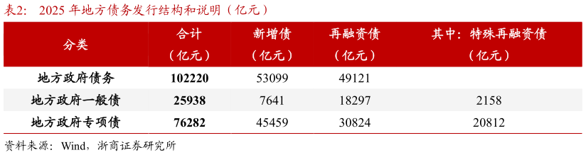 如何看待2025 年地方债务发行结构和说明（亿元）