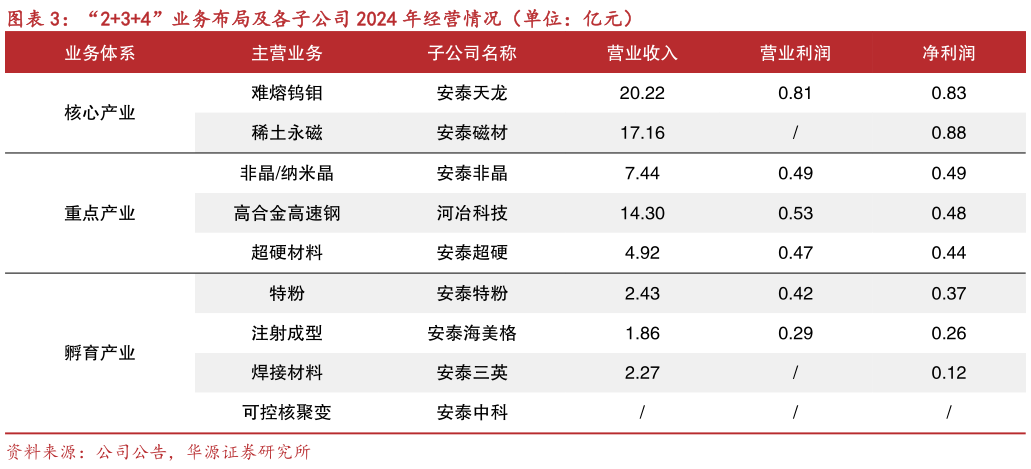 谁知道“234”业务布局及各子公司 2024 年经营情况（单位：亿元）
