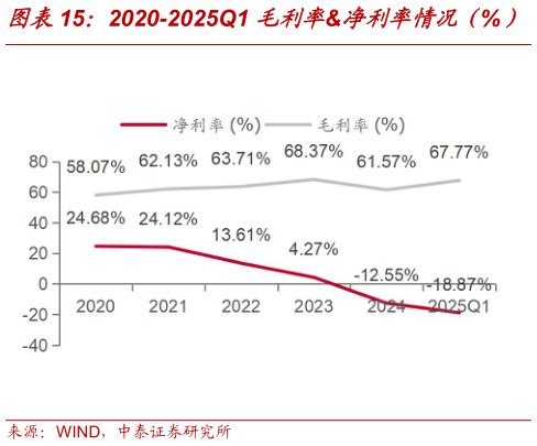如何看待2020-2025Q1 毛利率净利率情况(%)?