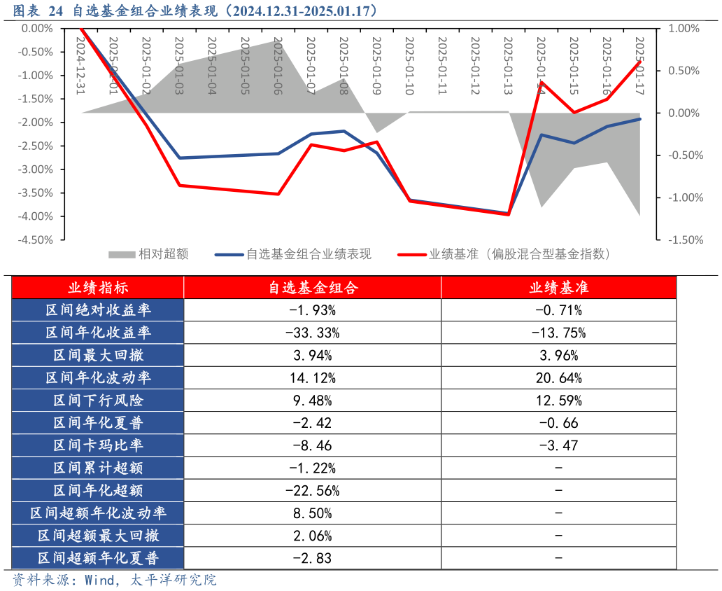 如何看待自选基金组合业绩表现（2024.12.31-2025.01.17）?