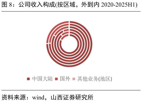 咨询大家公司收入构成按区域，外到内 2020-2025H1