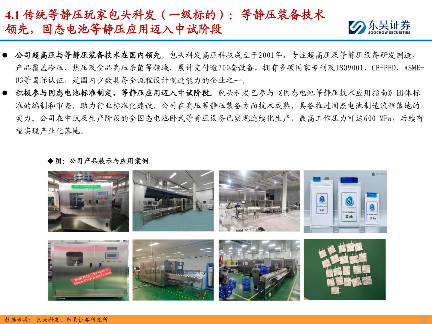 如何解释4.1 传统等静压玩家包头科发（一级标的）：等静压装备技术?