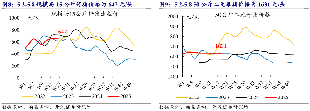 如何了解5.2-5.8 规模场 15 公斤仔猪价格为 647 元头 5.2-5.8 50 公斤二元母猪价格为 1631 元头?