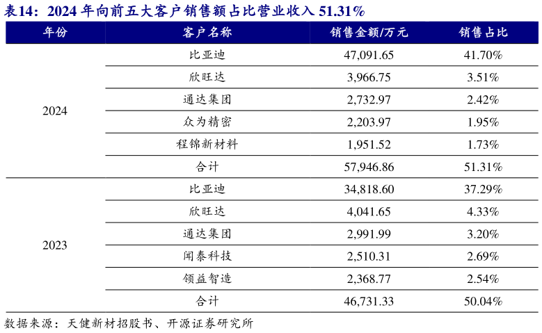 一起讨论下2024 年向前五大客户销售额占比营业收入 51.31%