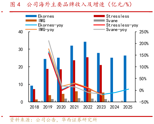 谁能回答公司海外主要品牌收入及增速（亿元%）