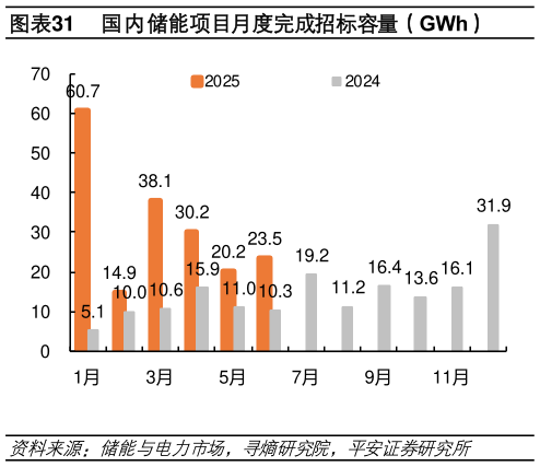 谁能回答国内储能项目月度完成招标容量（GWh）