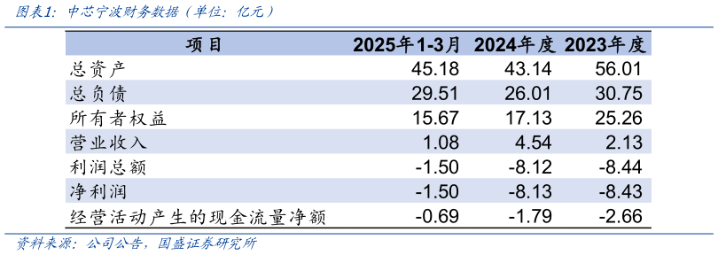 如何看待中芯宁波财务数据(单位:亿元)?