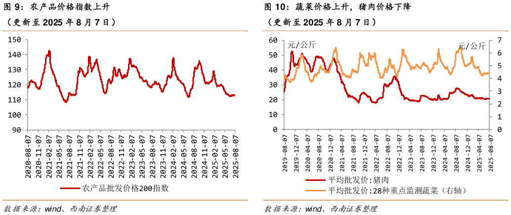 咨询下各位农产品价格指数上升蔬菜价格上升，猪肉价格下降