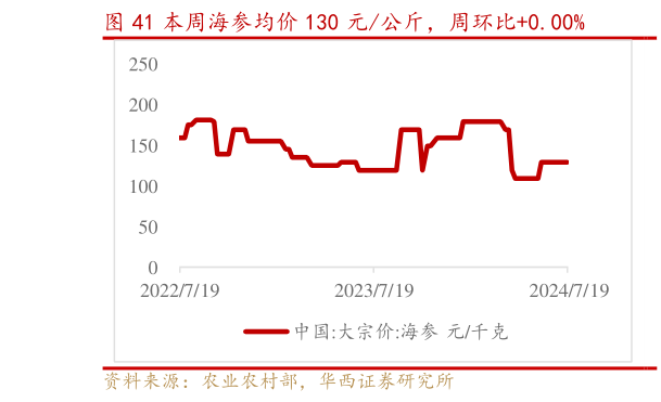 想关注一下本周海参均价 130 元公斤,周环比0.00%?