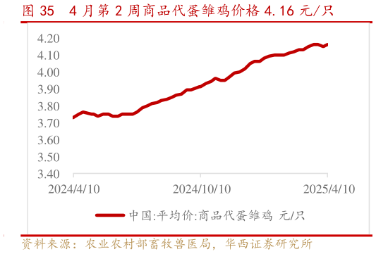 我想了解一下4 月第 2 周商品代蛋雏鸡价格 4.16 元只?