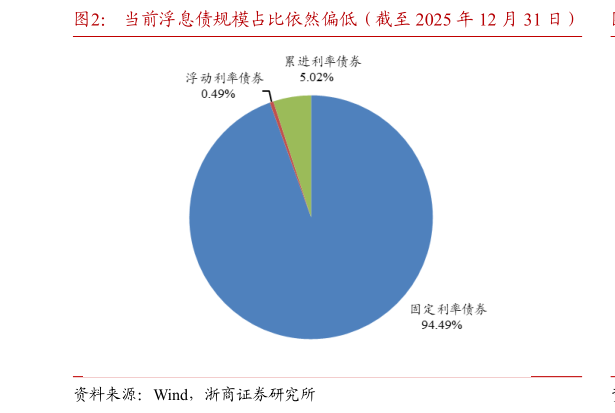 咨询大家当前浮息债规模占比依然偏低（截至 2025 年 12 月 31 日）