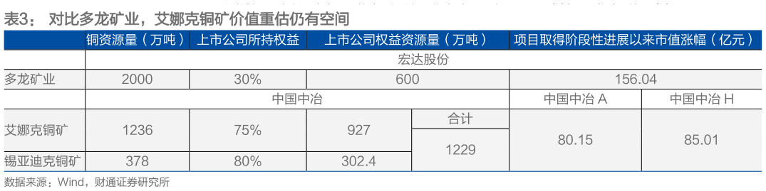 咨询下各位对比多龙矿业，艾娜克铜矿价值重估仍有空间