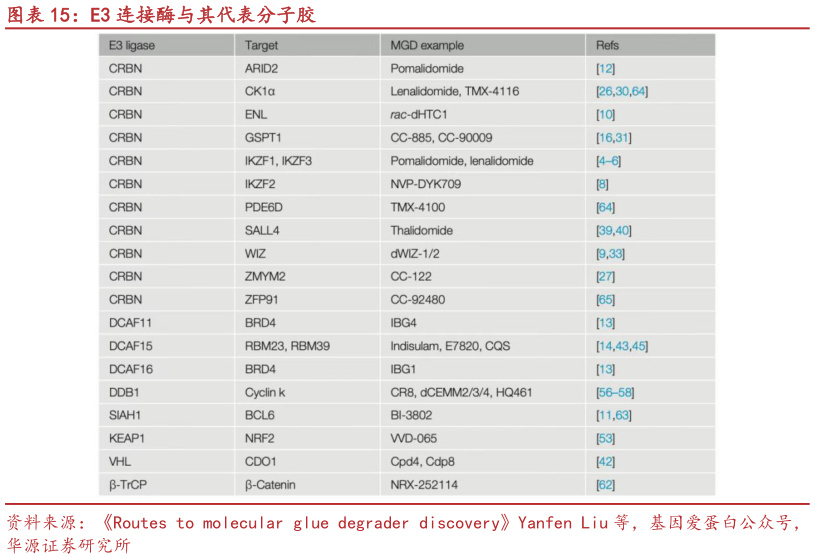 请问一下E3 连接酶与其代表分子胶