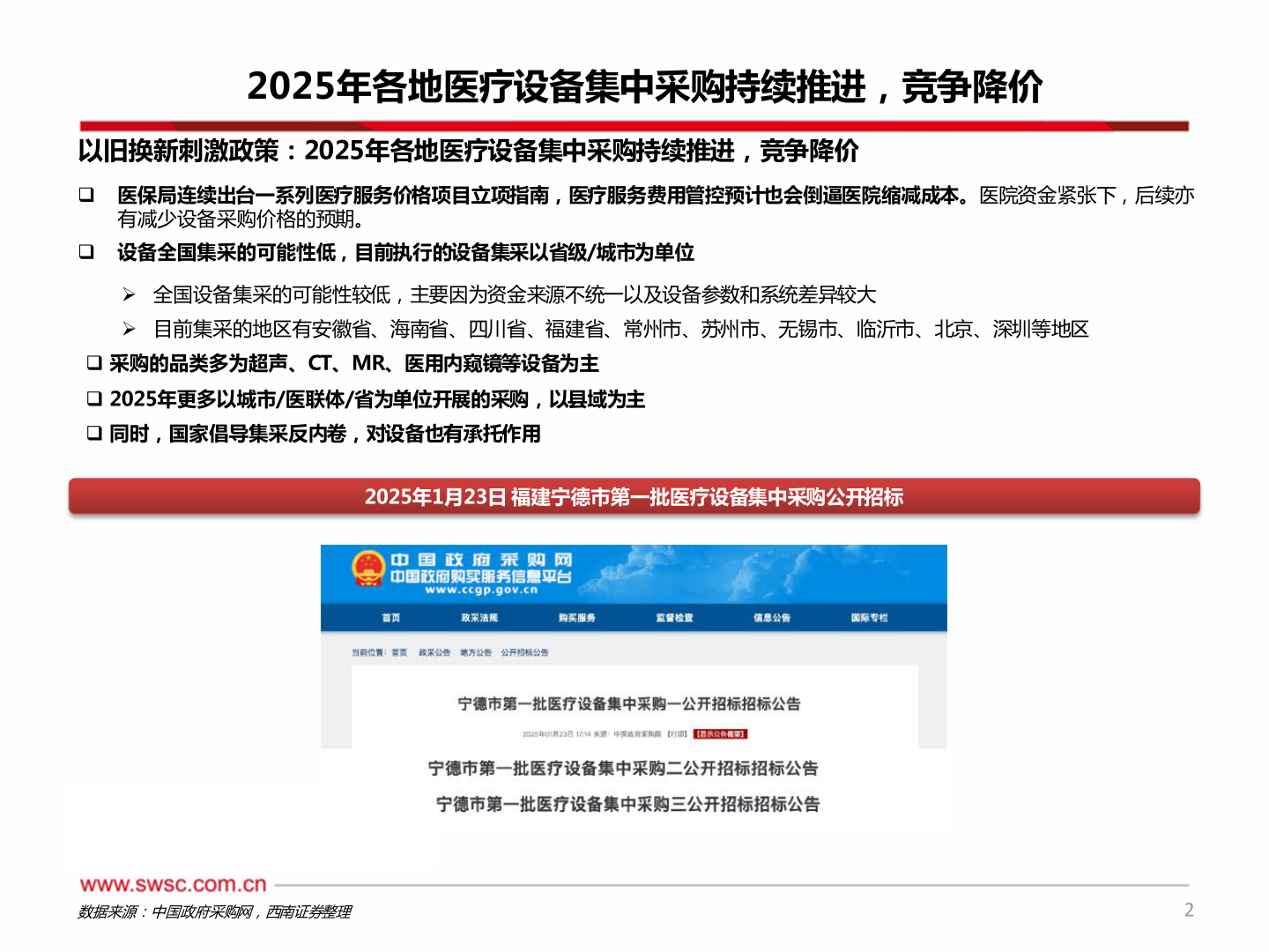 我想了解一下2025年各地医疗设备集中采购持续推进，竞争降价