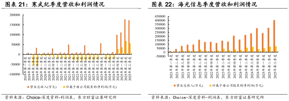 想问下各位网友海光信息季度营收和利润情况 寒武纪季度营收和利润情况?