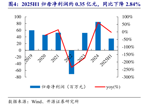 我想了解一下2025H1 归母净利润约 0.35 亿元,同比下降 2.84%?