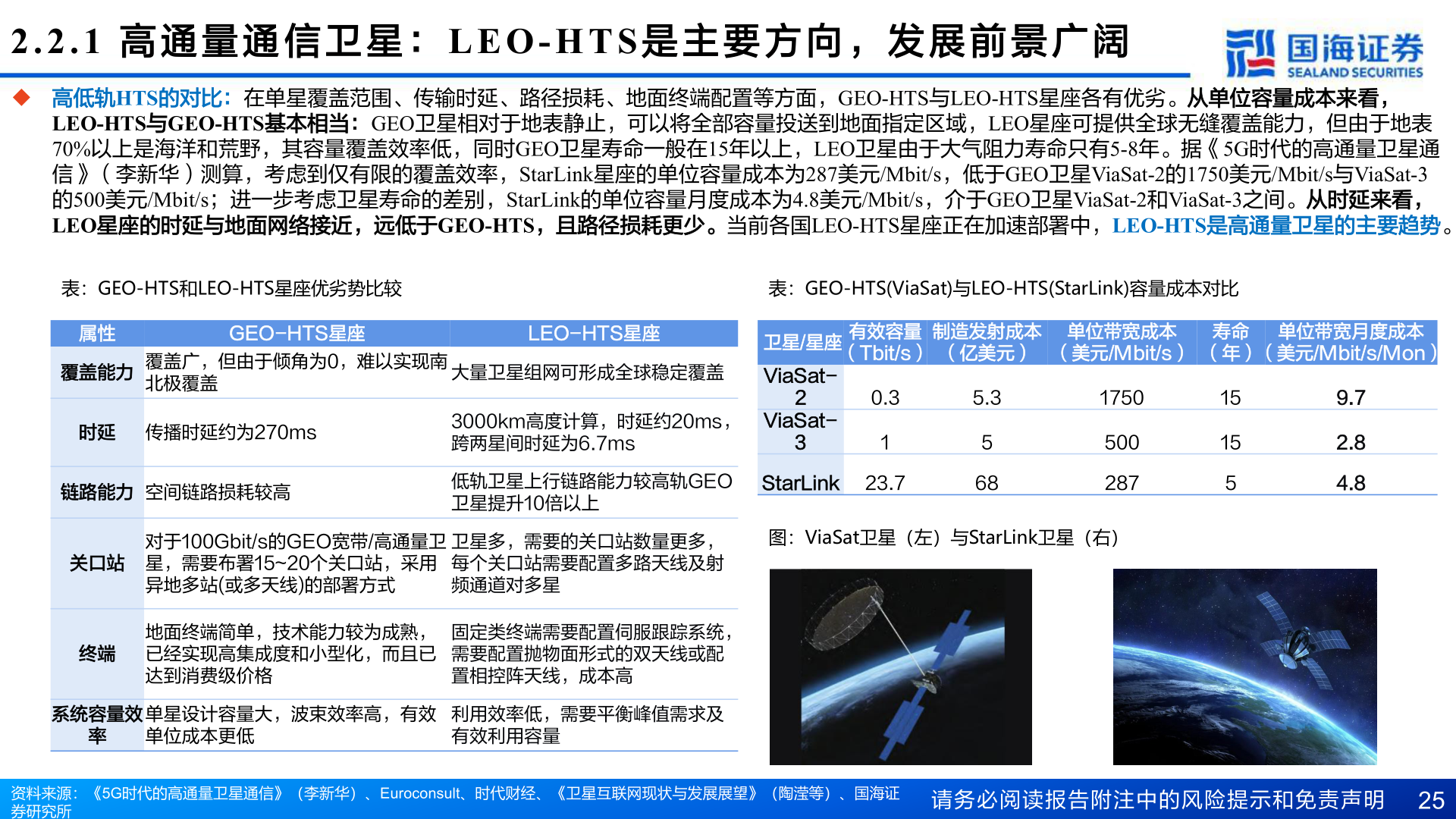 咨询大家2.2.1  高 通 量 通 信 卫 星 ：LEO-HTS 是 主 要 方 向 ， 发 展 前 景 广 阔