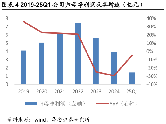 我想了解一下2019-25Q1 公司归母净利润及其增速（亿元）