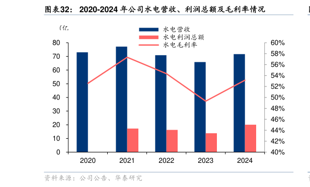 咨询下各位2020-2024 年公司水电营收、利润总额及毛利率情况