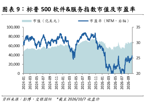 想关注一下标普 500 软件服务指数市值及市盈率?