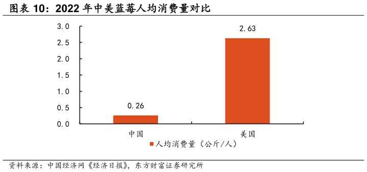 如何了解2022 年中美蓝莓人均消费量对比