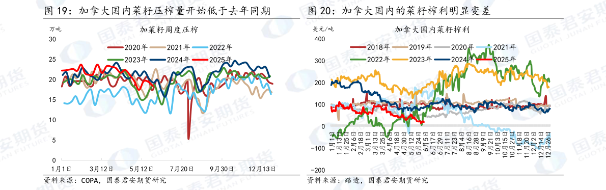 谁能回答加拿大国内的菜籽榨利明显变差