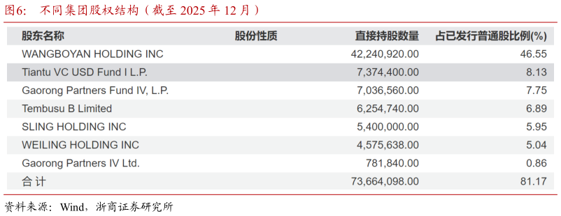我想了解一下不同集团股权结构（截至 2025 年 12 月）