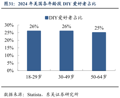 怎样理解2024 年美国各年龄段 DIY 爱好者占比