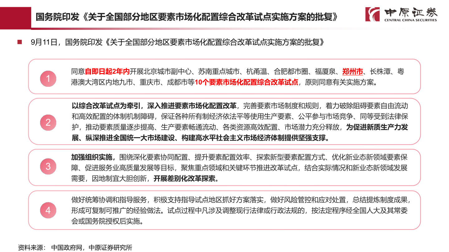 想关注一下国务院印发《关于全国部分地区要素市场化配置综合改革试点实施方案的批复》