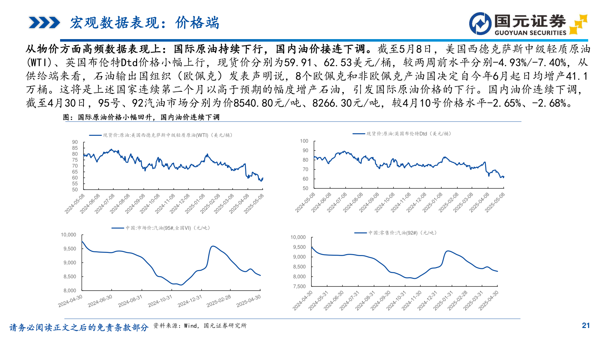 我想了解一下宏观数据表现:价格端?