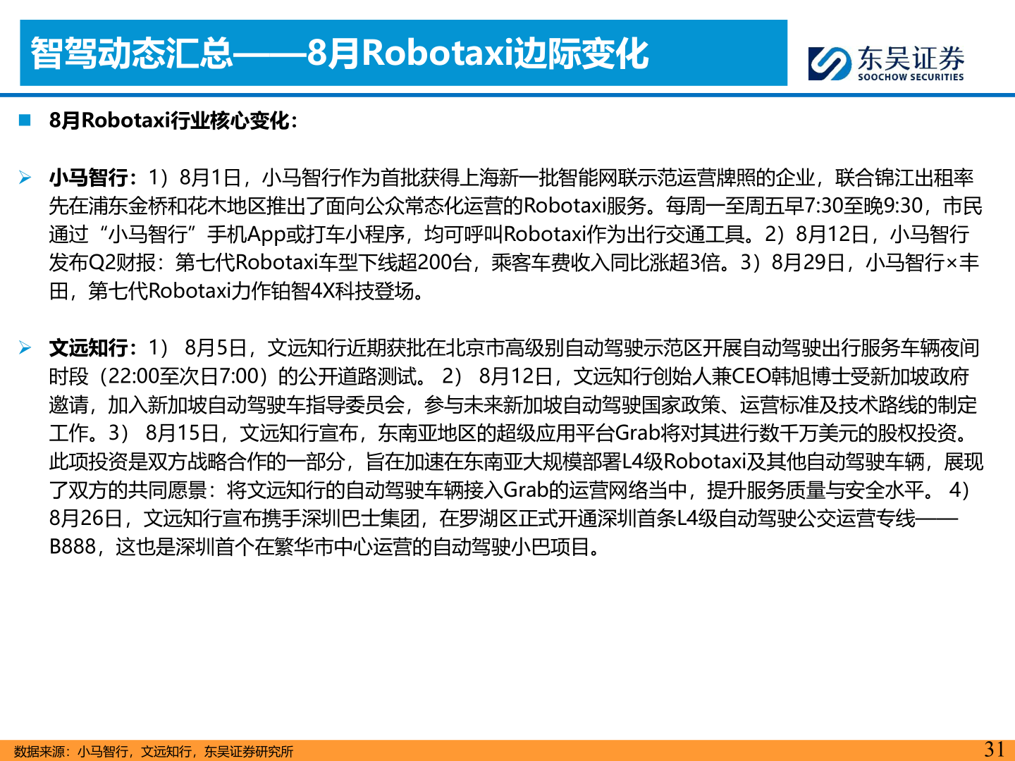 如何解释智驾动态汇总——8月Robotaxi边际变化