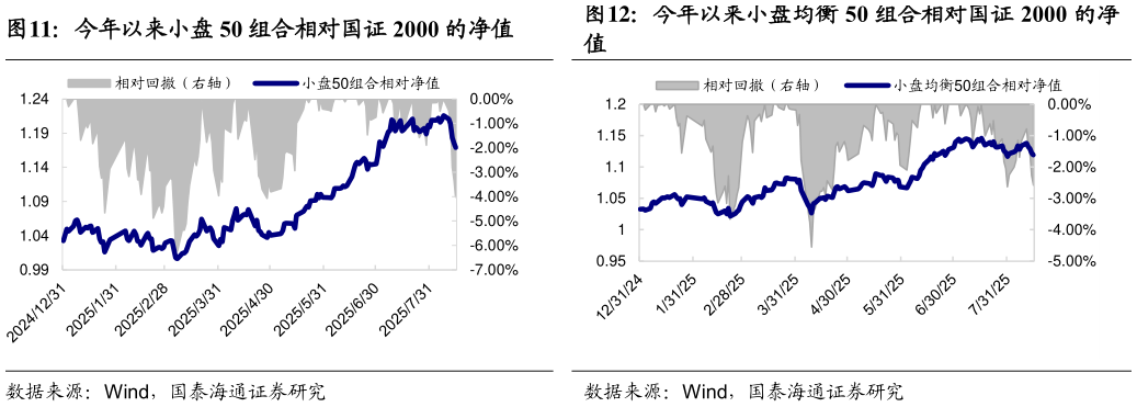 谁能回答今年以来小盘 50 组合相对国证 2000 的净值