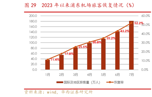 我想了解一下2023 年以来浦东机场旅客恢复情况(%)?