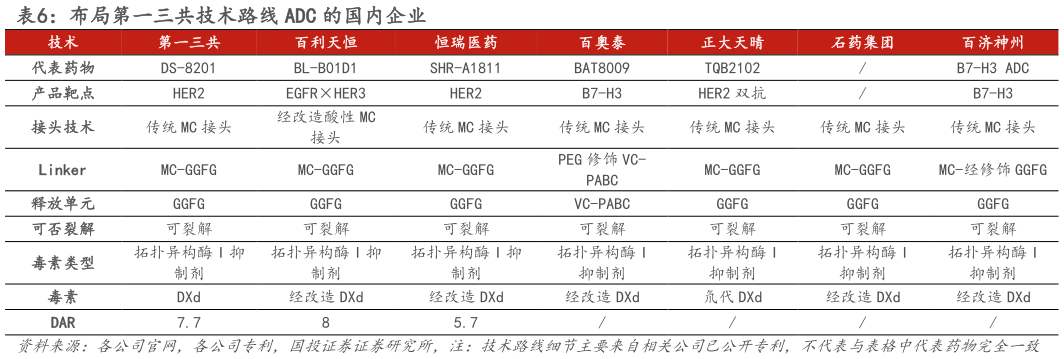 谁知道布局第一三共技术路线 ADC 的国内企业