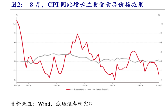 如何解释8 月，CPI 同比增长主要受食品价格拖累