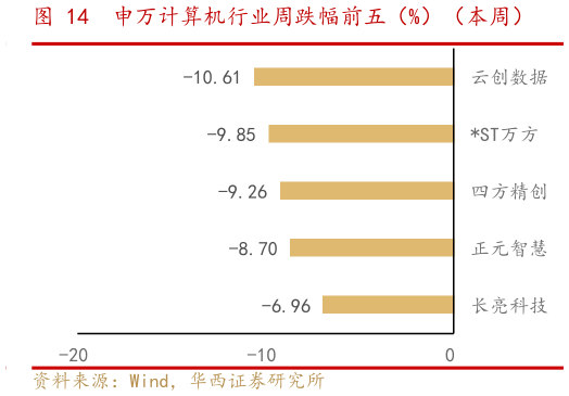 请问一下申万计算机行业周跌幅前五（%）（本周）