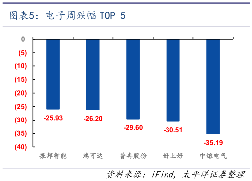 我想了解一下电子周跌幅 TOP 5?