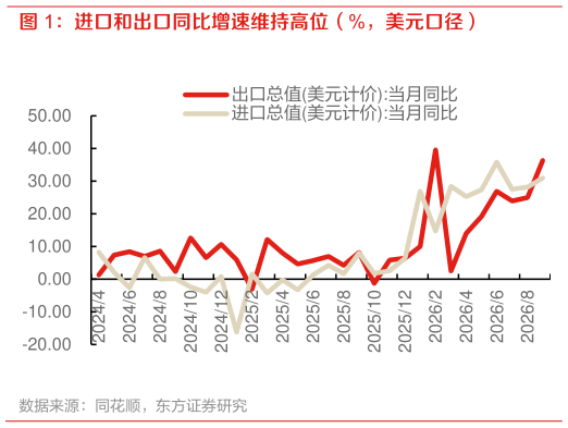 怎样理解进口和出口同比增速维持高位（%，美元口径）?