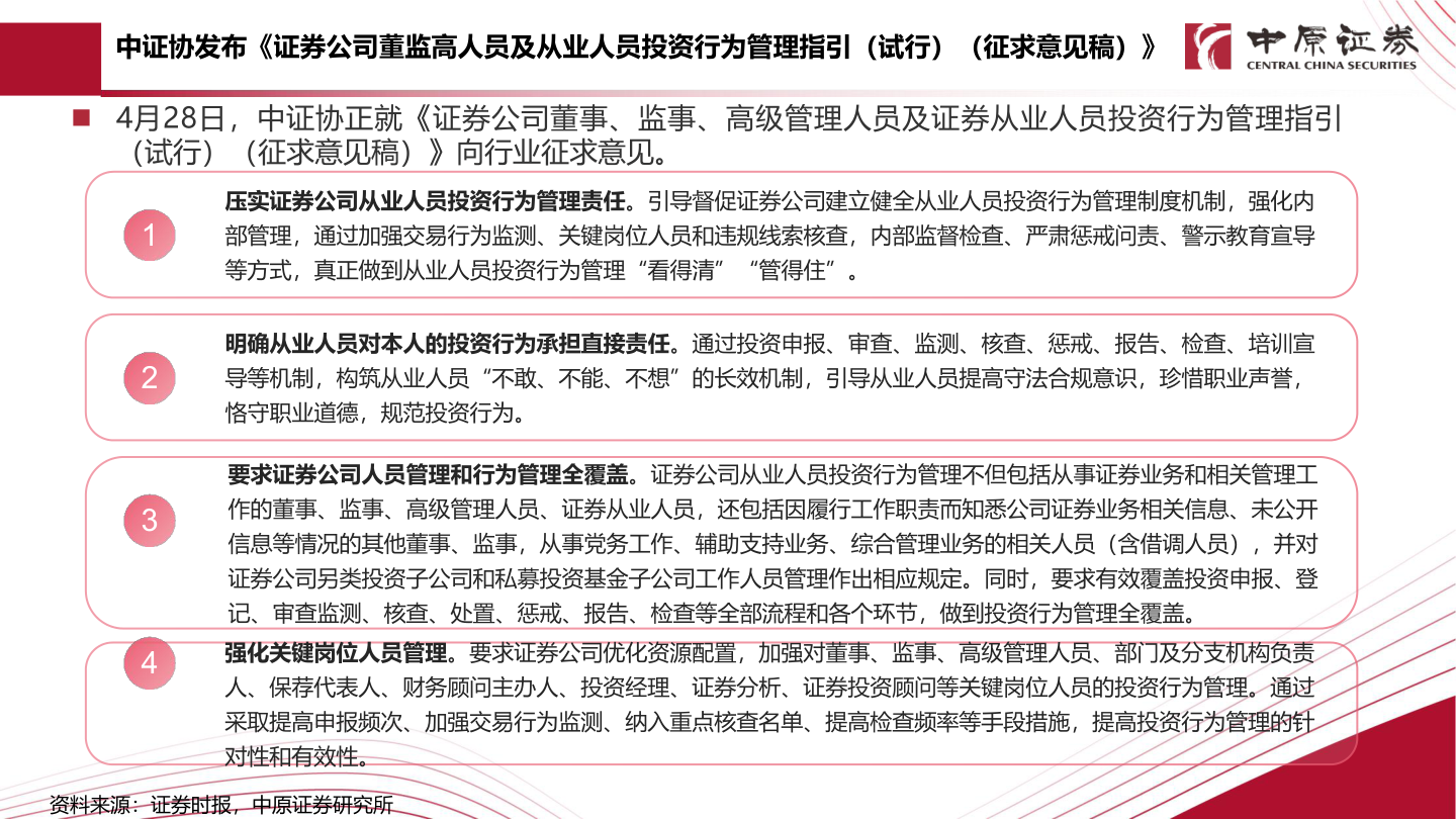 谁能回答中证协发布《证券公司董监高人员及从业人员投资行为管理指引（试行）（征求意见稿）》