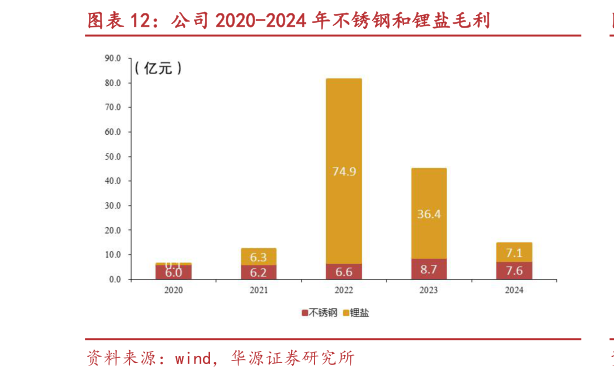 想问下各位网友公司 2020-2024 年不锈钢和锂盐毛利