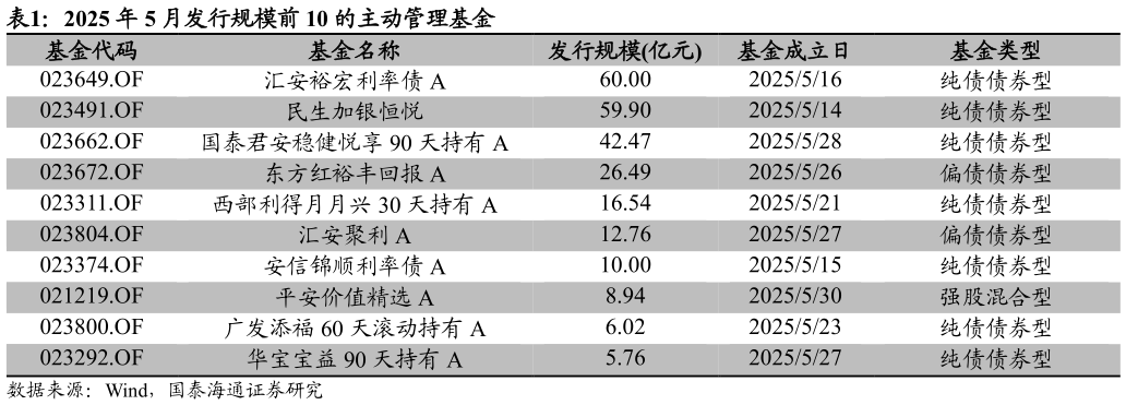 想关注一下2025 年 5 月发行规模前 10 的主动管理基金?