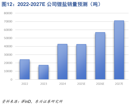 你知道2022-2027E 公司锂盐销量预测（吨）