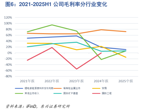 咨询下各位2021-2025H1 公司毛利率分行业变化