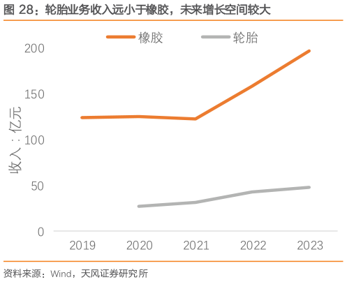 咨询下各位轮胎业务收入远小于橡胶，未来增长空间较大