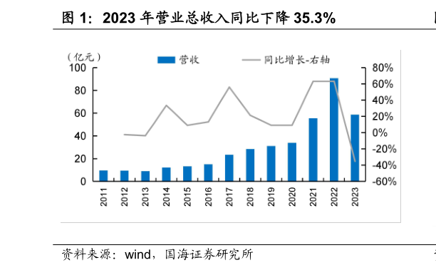 如何了解2023 年营业总收入同比下降 35.3%?
